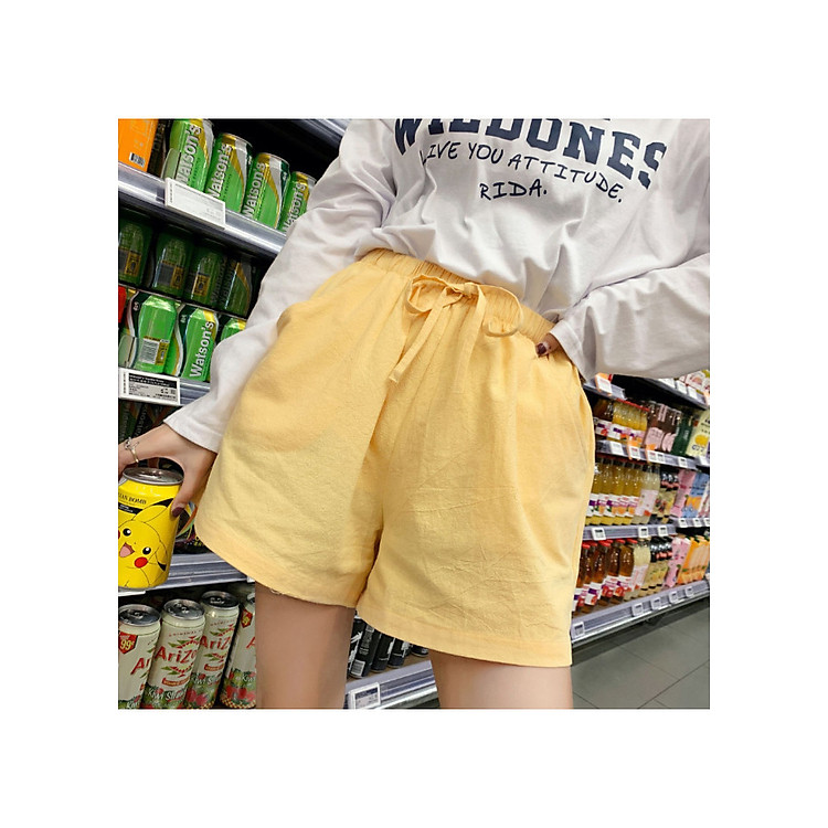 Quần đùi short nữ vải đũi thời trang mát mẻ mùa hè QĐ06