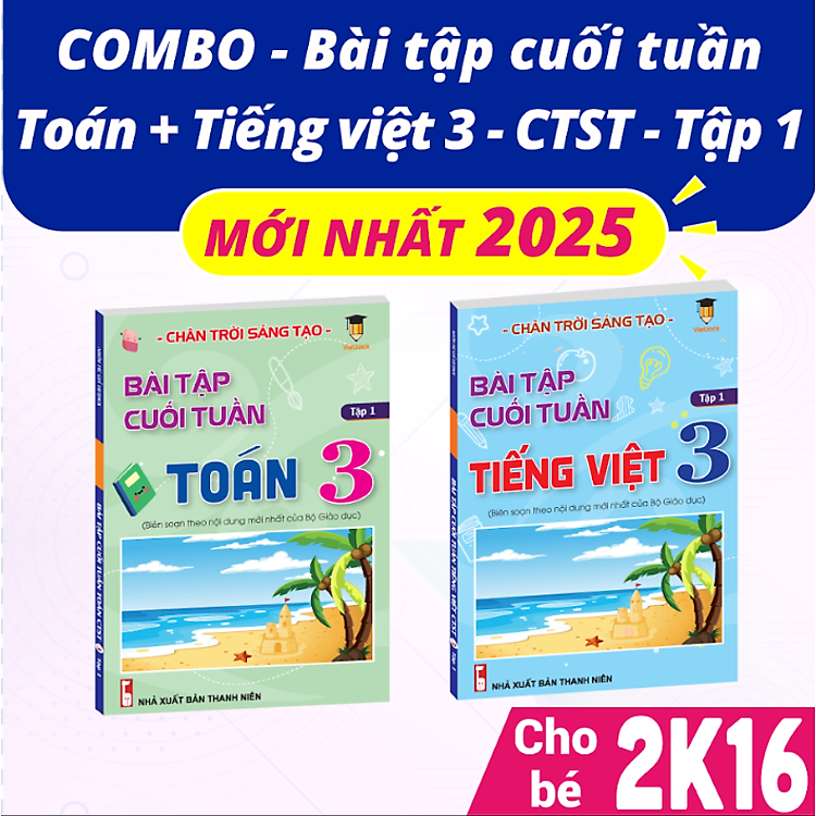 Sách - Combo bài tập cuối tuần Toán và Tiếng Việt lớp 3 Chân trời sáng tạo Học kì 1 (2 cuốn) VietJack