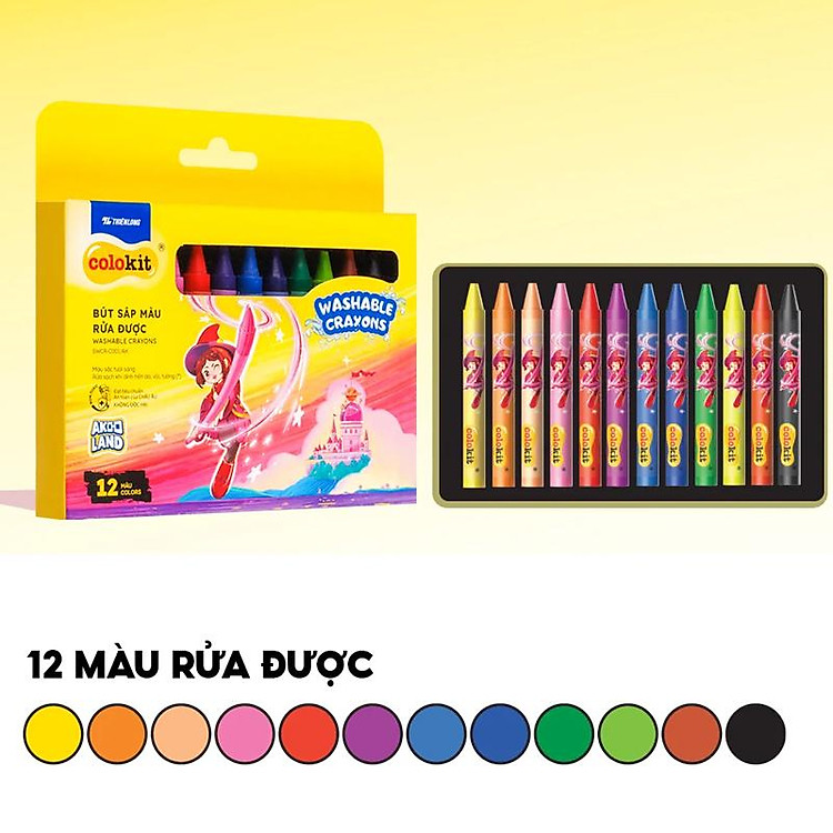 Hộp Bút Sáp Màu Rửa Được Colorkit (12 chiếc) - Ảnh 5