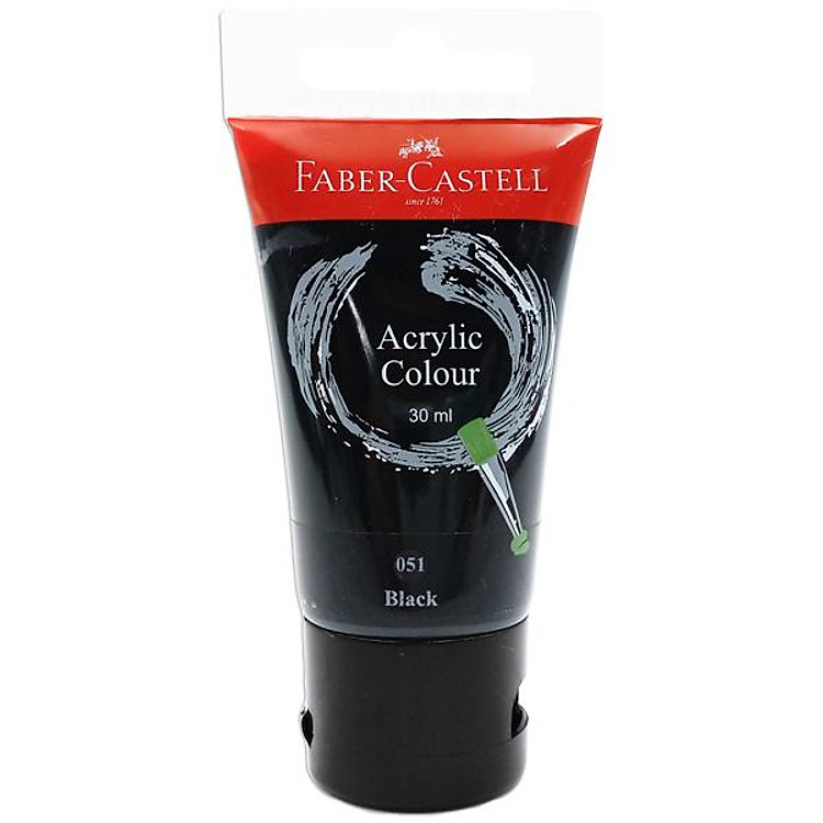 Tuýp màu vẽ acrylic 30ml (đen) Faber 183099
