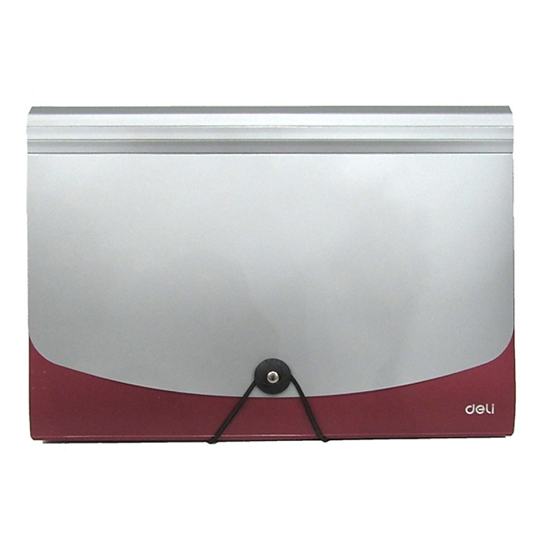 Cặp Tài Liệu Nút Bóng Deli 5558 – Màu Đỏ
