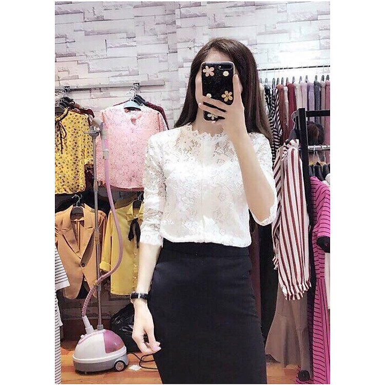 Áo ren nữ màu trắng - AR