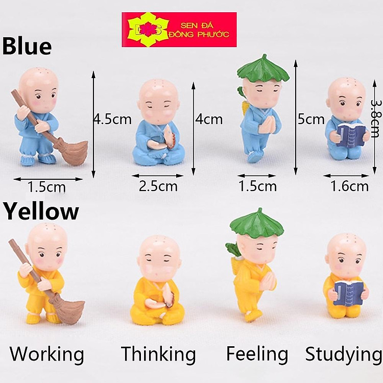 (Hot) - Chú tiểu tài lộc trí tuệ từ bi - Phụ kiện tiểu cảnh trồng sen đá, xương rồng, cây phong thuỷ