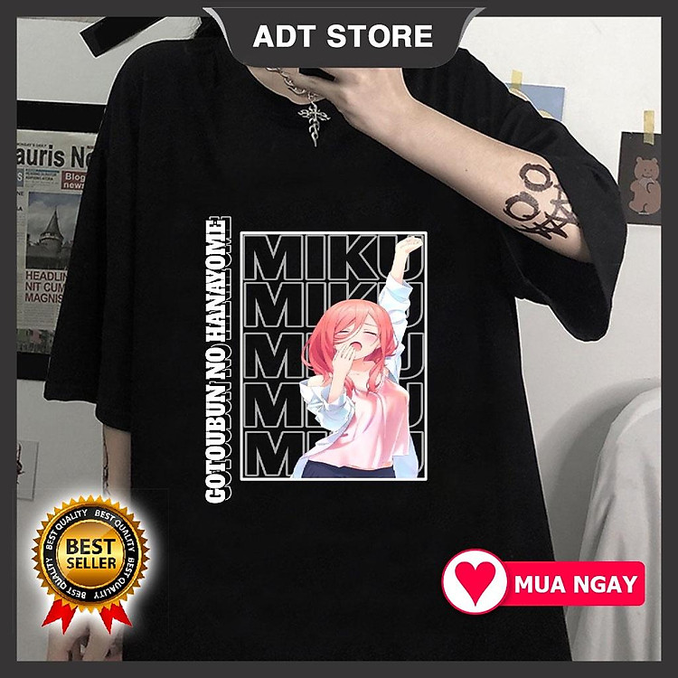 HOT Áo Thun Miku Nakano Kawaii Go-5-toubun No Hanayome Anime Manga mẫu mới cực chât