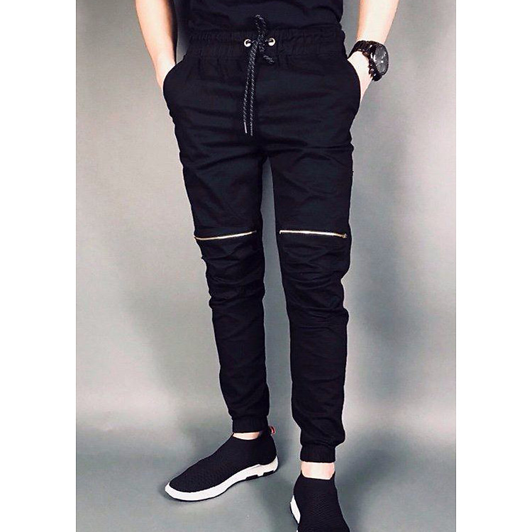 Quần jogger nam khóa gối chất vải kaki