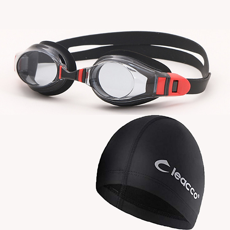 Kính bơi chống tia UV , Chống sương mù , bảo vệ mắt Cleacco, dây đeo được làm 100% silicone mềm mại, thoải mái tặng kèm nón bơi vải PU cao cấp Cleacco (Màu ngẫu nhiên) - Hàng chính hãng