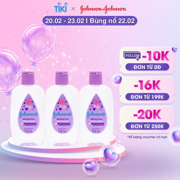 Combo 3 Chai Nước Hoa Cho Bé Johnson's Baby Cologne Hương Ban Mai Morning Dew Baby Cologne 125ml