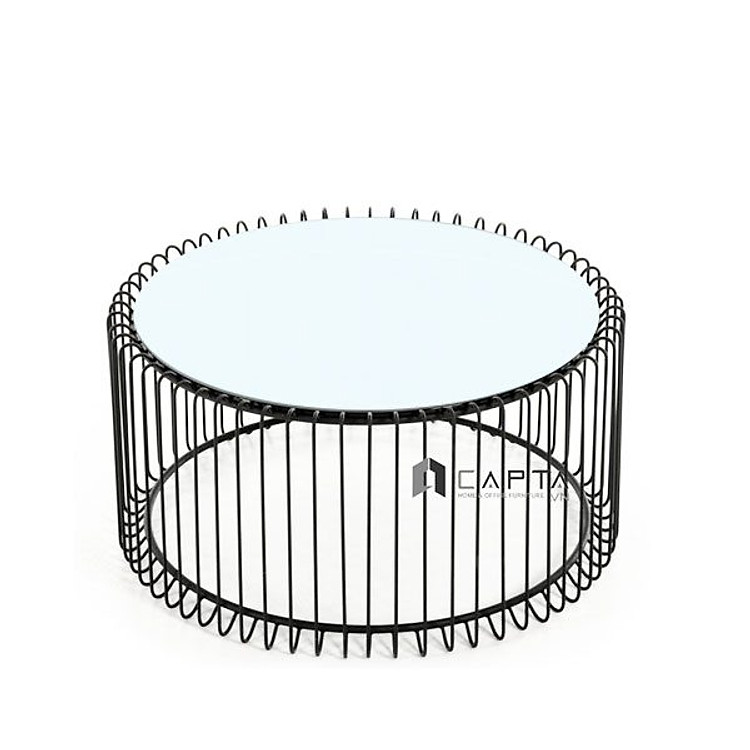 Bàn Sofa mặt kính trong chân sắt sơn tĩnh điện màu đen TS KOPA-06 Nội thất Capta
