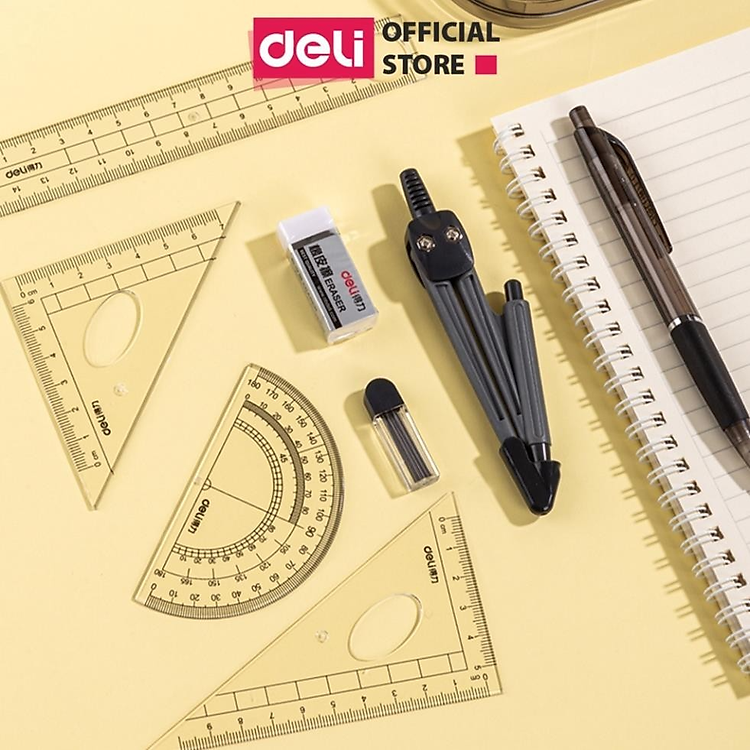 Bộ thước kẻ compa 8 món chuyên dụng cụ học tập cho học sinh eke thước kẻ tẩy chì đồ dung học tập - 9591