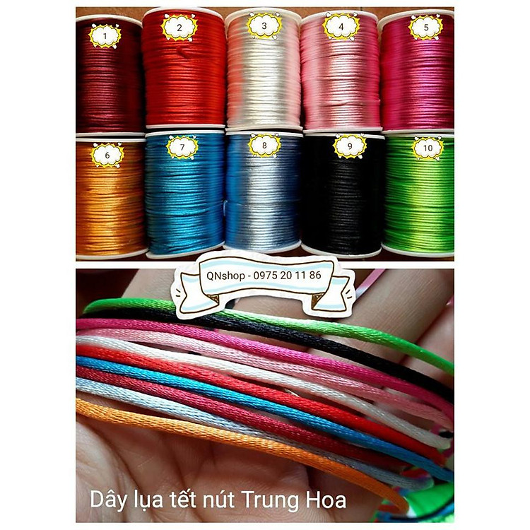 QNshop - Nguyên liệu Handmade (Dây lụa bóng tết nút Trung Hoa, dây lụa tết vòng tay...)