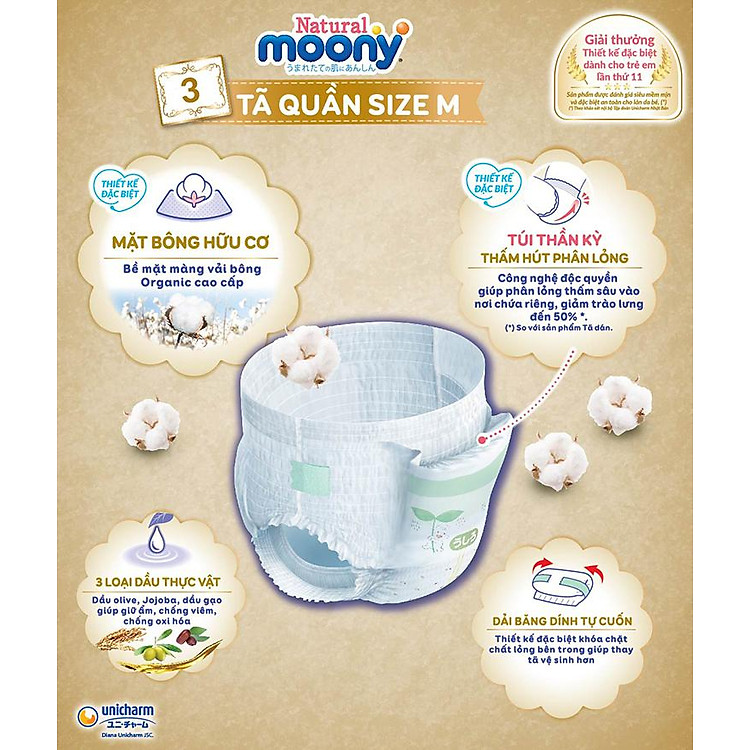Tã Quần Moony Natural Size M - 46 miếng Đảm bảo Ưu đãi - Hình ảnh 4