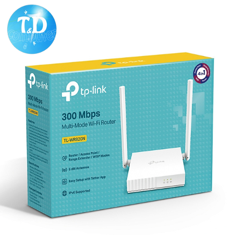 Bộ phát WiFi TP-Link TL-WR 820N (Chuẩn N/ 300Mbps/ 2 Ăng-ten ngoài/ 15 User) - Hàng chính hãng FPT phân phối