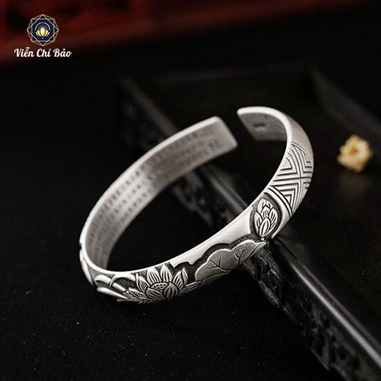 Lắc tay nữ bát nhã tâm kinh liên tâm lắc tay bạc nữ bản to