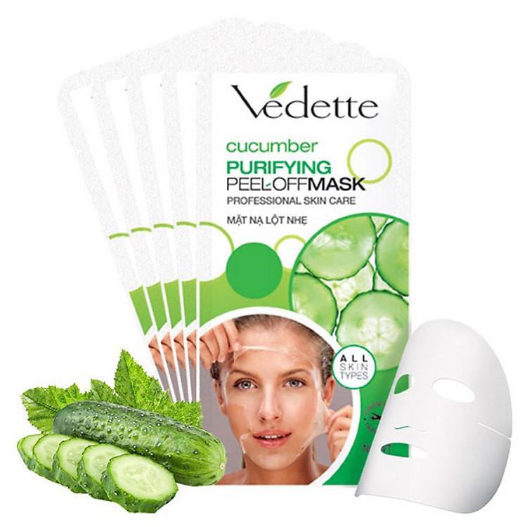 Lô 5 Mặt Nạ Lột Nhẹ Dưỡng Da Vedette Dưa leo 12ml