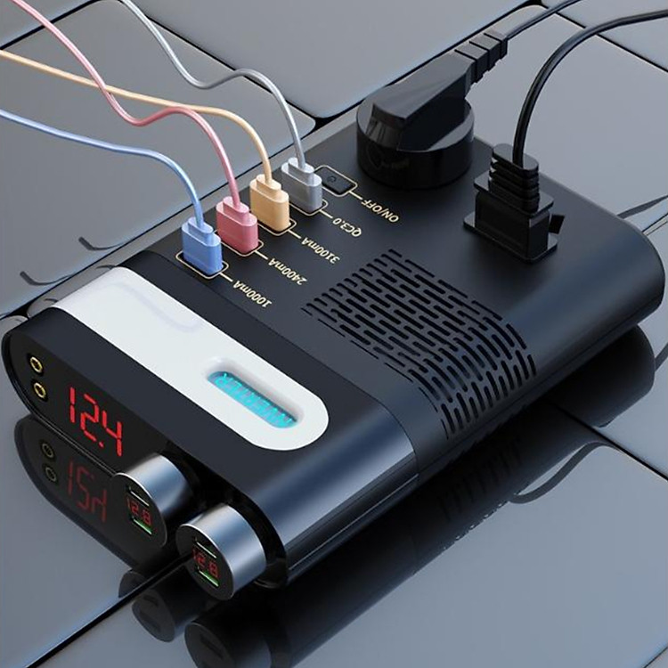 Bộ Chuyển Đổi Đầu Ra 220V Tích Hợp Sạc Điện Thoại, Laptop Đa Năng