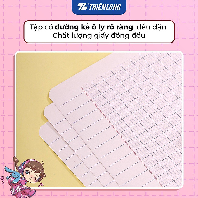Tập học sinh chống lóa 48 trang 4 ô ly vuông 2.5mm 100gsm Thiên Long NB-115/AK - Ảnh 3