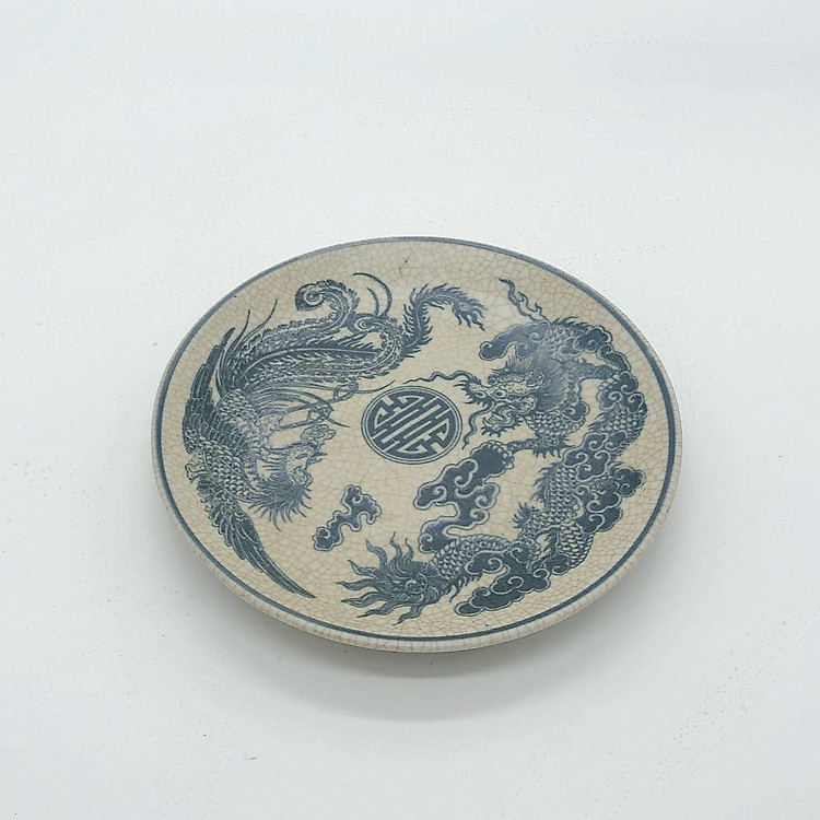 Đĩa đựng trầu cau men rạn phi 15cm