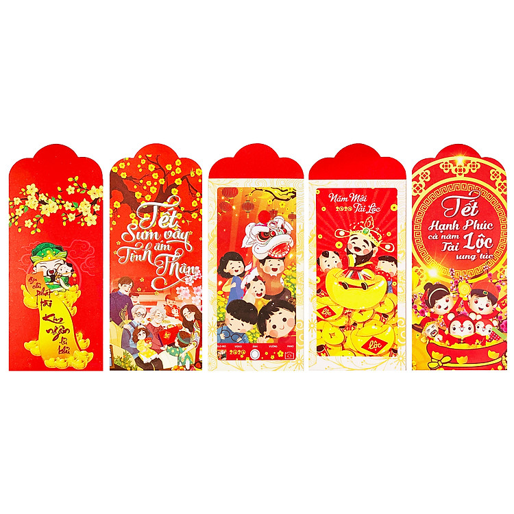 Set 10 Bao Lì Xì Lộc Tài Viên Mãn Canh Tý 2020