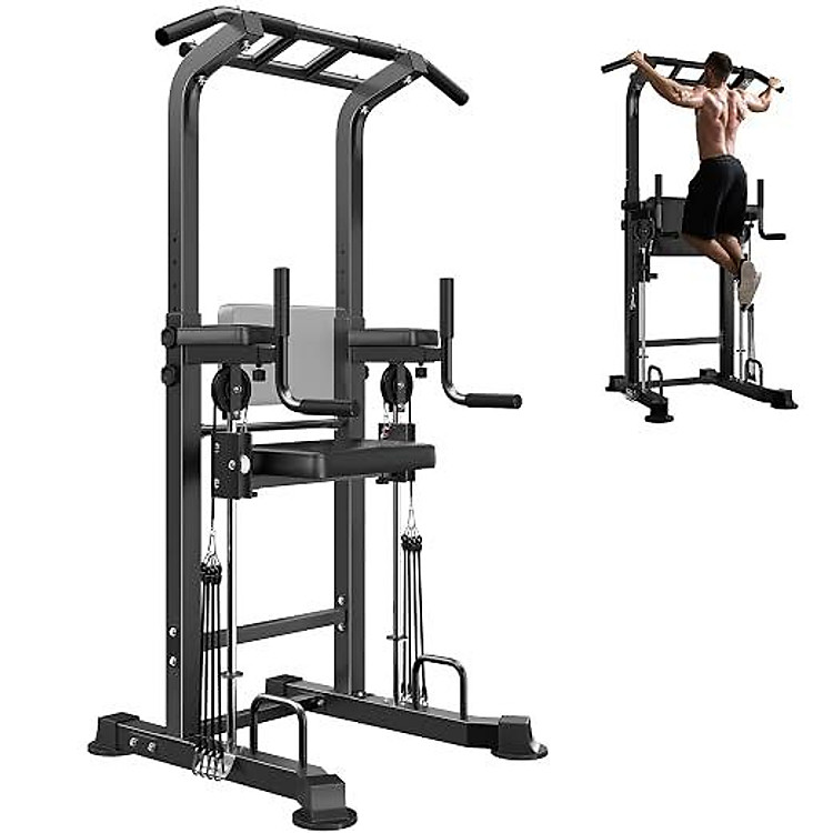 Khung Tập Xà Đơn Xà Kép Đa Năng CU-110 (Có Đệm Trợ Lực) – Tập Gym Tại Nhà Điều Chỉnh Độ Cao, Chịu Lực 150kg, Màu Đen
