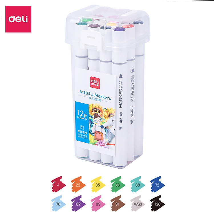 Bút màu marker Deli (12 màu) - Ảnh 7