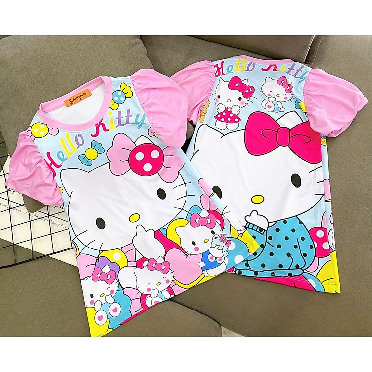 Đầm thun lạnh 3d form chữ A cho bé gái 24-45kg