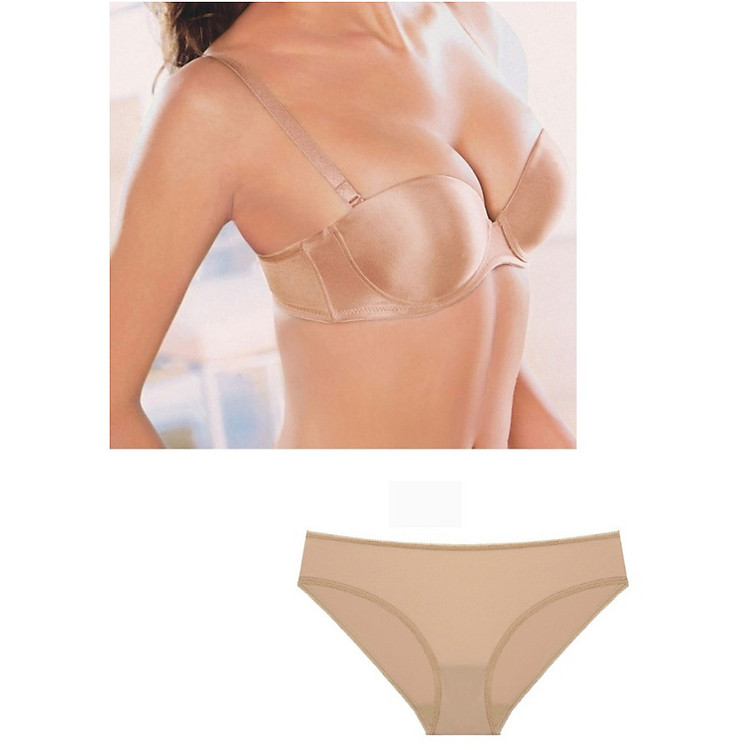 Bộ áo ngực Triumph Maxi 025 màu da, Quần lót thương hiệu Pháp màu da