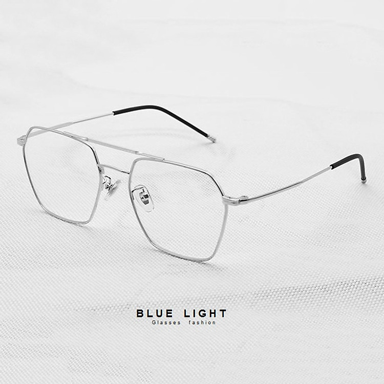 Kính Giả Cận, Gọng Kính Cận Nam Nữ Mắt Vuông Gọng Bạc Không Độ Hàn Quốc - BLUE LIGHT SHOP