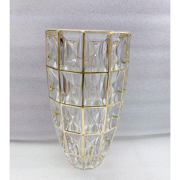 Lọ Hoa Thuỷ Tinh Viền Chỉ Vàng 30cm cao cấp - ANTH491