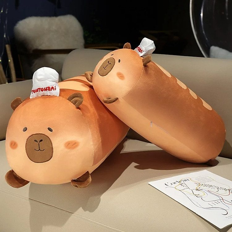 Thú nhồi bông Capybara xúc xích nướng phom dài đáng yêu - Size từ 55cm đến 95cm - Quà tặng gấu bông chuột lang êm mịn cho bé - Hình ảnh 6
