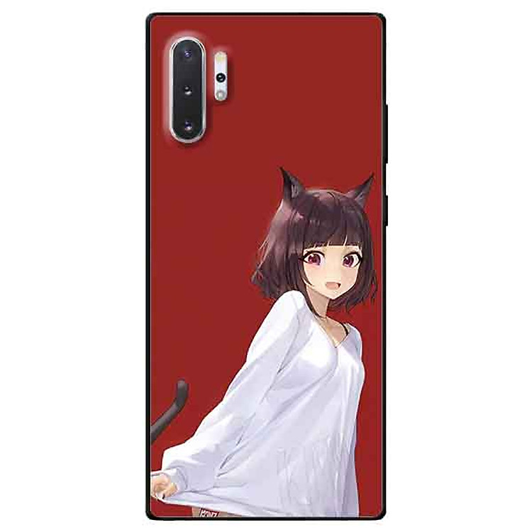 Ốp lưng in cho Samsung Note 10 Plus Mẫu Cô Gái Tai Mèo