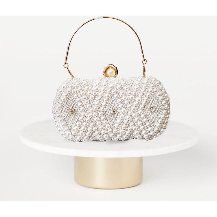 Clutch dự tiệc cầm tay ngọc trai kiểu dáng nữ hoàng