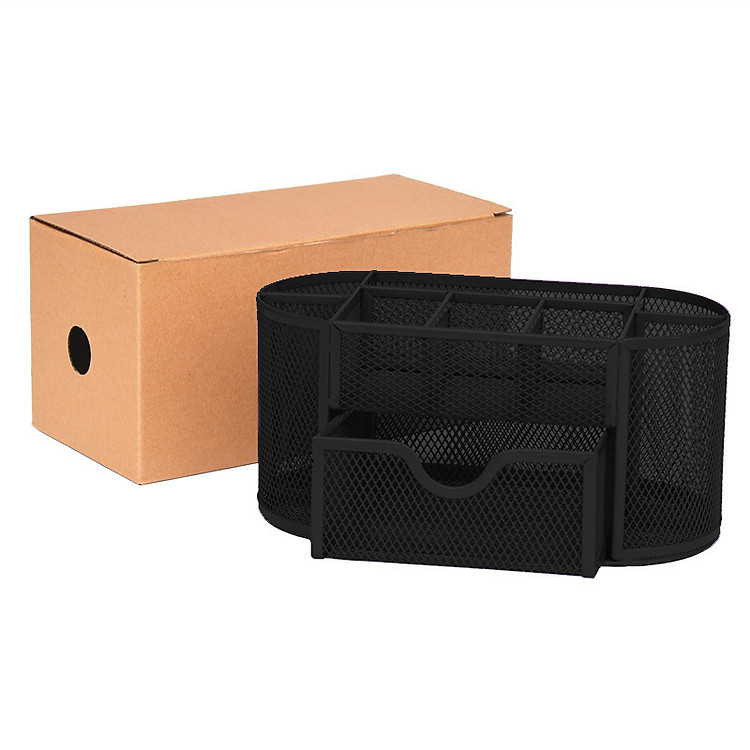 Hộp Khay Ống Đựng Cắm Bút Kim Loại Đen - Ảnh 5