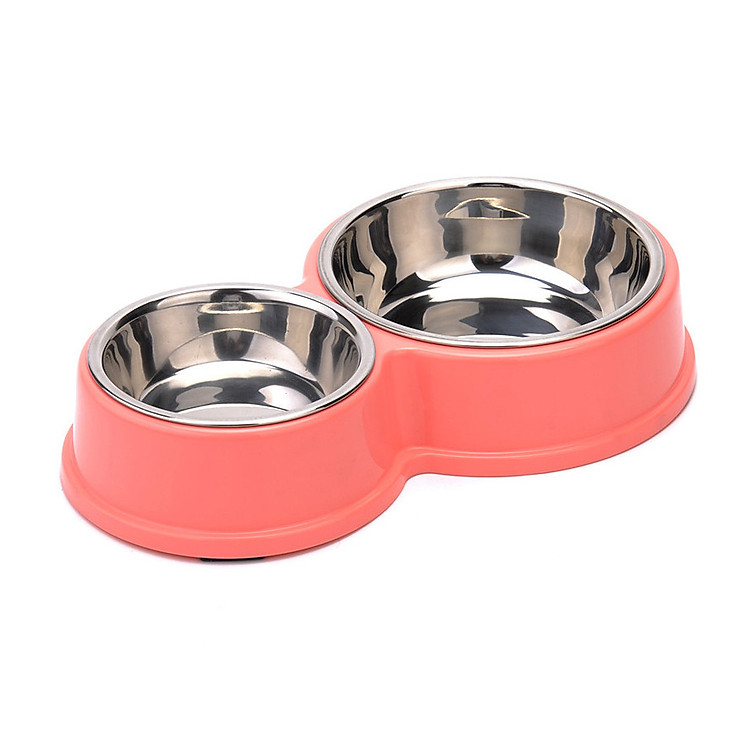 Bát đôi lõi Inox chống rỉ cho chó mèo - Giao màu ngẫu nhiên