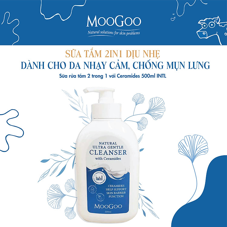 Sữa tắm dịu nhẹ dưỡng ẩm và bảo vệ da cho bé với Ceramides phù da nhạy cảm, viêm da cơ địa, chàm sữa Moogoo Úc