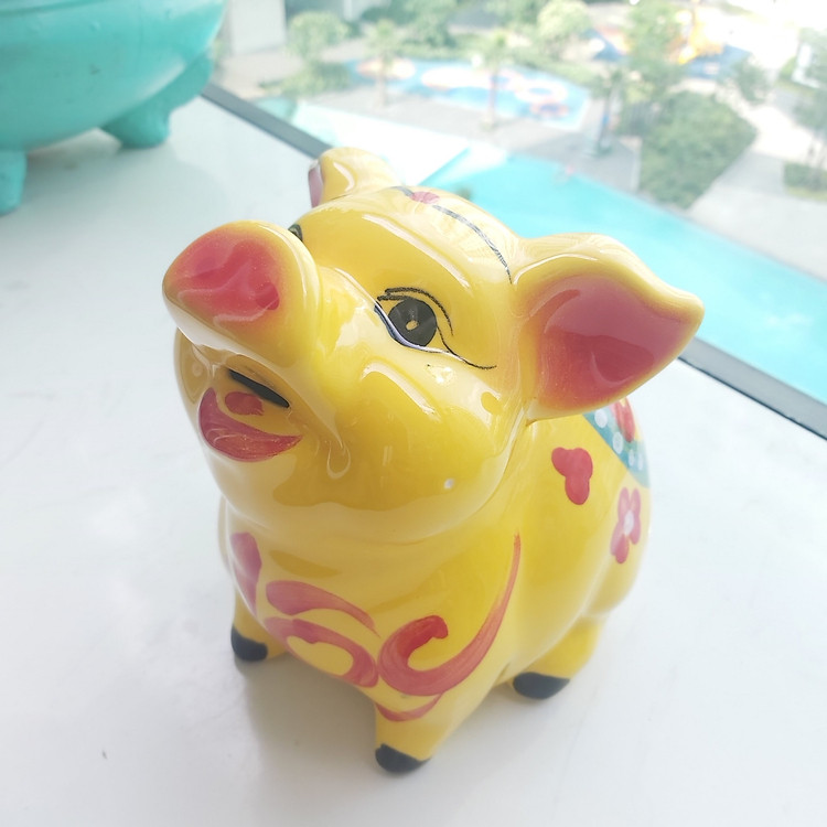 HEO ĐẤT Tiết Kiệm Bát Tràng cao cấp – Kiểu mới HEO ĐẤT NGẨNG ĐẦU – Mang chữ PHÚC và LỘC – 5 màu lựa chọn Phong thủy Thu Hút Tài Lộc, May Mắn