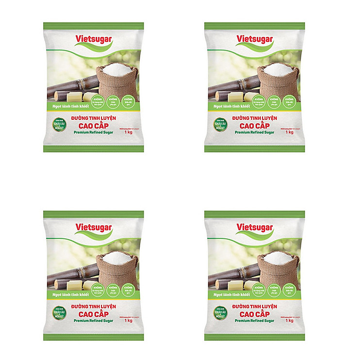 ĐƯỜNG TINH LUYỆN CAO CẤP VIETSUGAR - COMBO 4 BỊCH - MỖI BỊCH 1KG