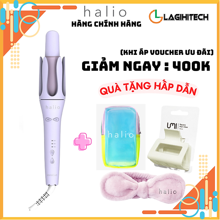 Máy Uốn Tóc Tự Xoay Ion Âm Halio InstaCurl Premium Automatic Hair Styler - Tóc Bóng Mượt , Trục 32 mm