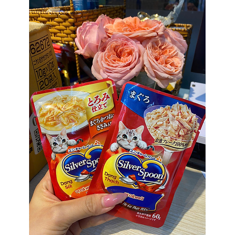 PATE CHO MÈO SILVER SPOON Dạng Thạch & Sốt 60g Xuất Xứ Nhật Bản