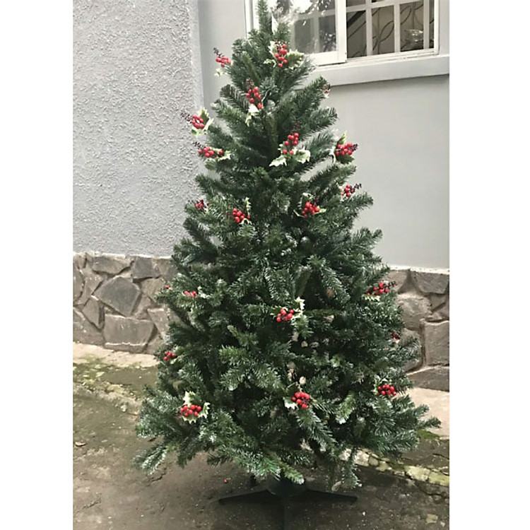 Cây thông Noel 150cm (3 loại lá gắn trái đỏ)