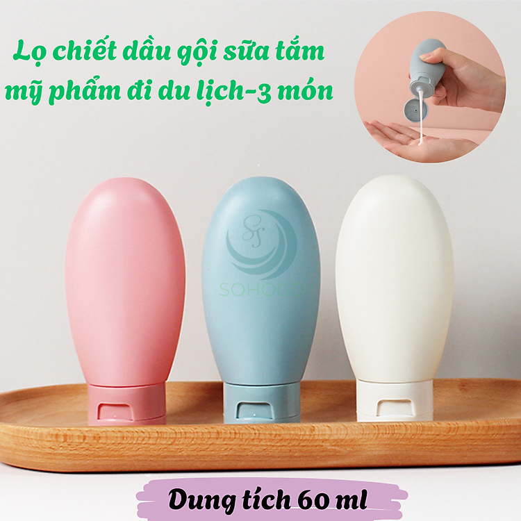 Bộ 3 lọ chiết mỹ phẩm du lịch mini – Dung tích 60ml tiện lợi Set 3 lọ chiết mỹ phẩm du lịch 60ml - Bộ 3 lọ chiết mỹ phẩm du lịch 60ml
