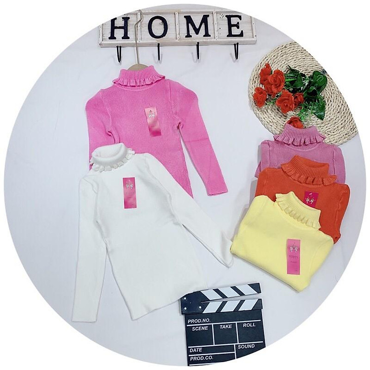 Áo len cổ lọ bèo cho bé gái