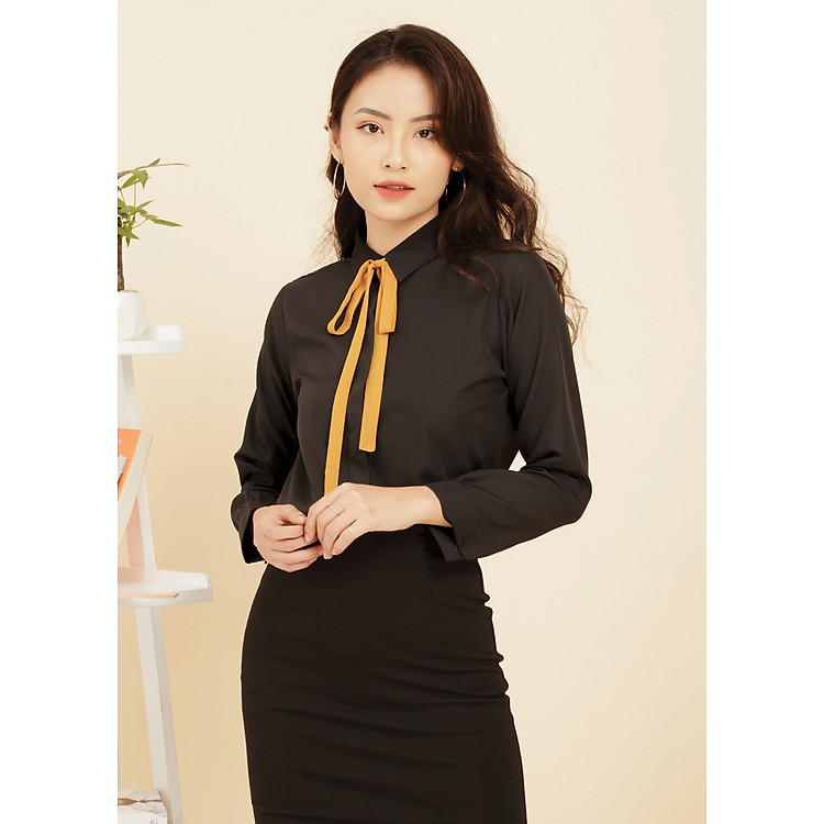 Áo Sơ Mi Nữ Cột Nơ Gumac A11909