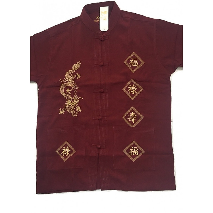 Áo tiều thêu rồng phượng cotton 100%
