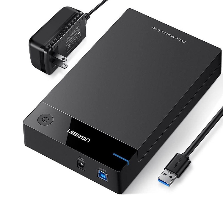 hộp đựng ổ cứng 3.5" 2.5 inch chuẩn SATA ra usb 3.0 có cấp nguồn Ugreen 423HT50423SA hỗ trợ 16TB hàng chính hãng