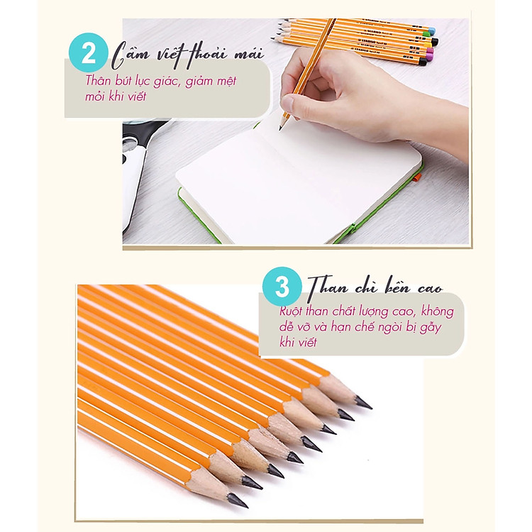 Bút Chì Gỗ STABILO 2B Thân Sọc Trắng - Ảnh 3