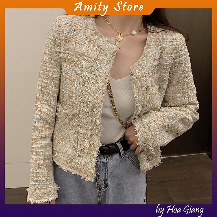 Áo khoác dáng ngắn sang chảnh, áo khoác dạ ngắn hàng quảng châu