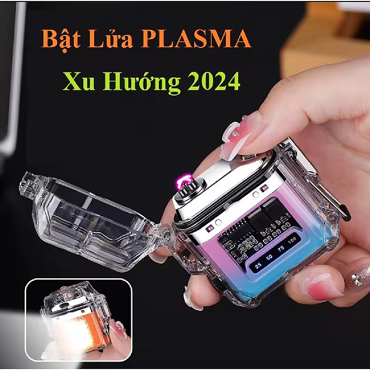 BẬT LỬA ĐIỆN PLAMAS VÀ CẢM ỨNG VÂN TAY CÓ ĐÈN LED CHỐNG NƯỚC PIN KHỦNG SANG TRỌNG ĐẸP CHẤT LƯỢNG