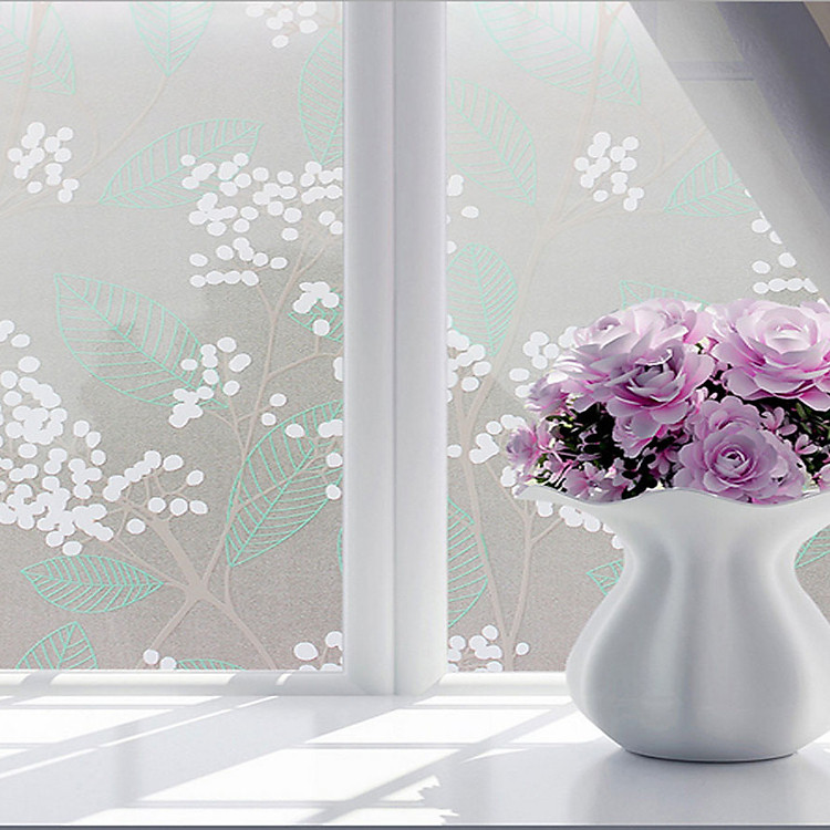 3m decal dán kính ngang 60cm- hoa xanh chấm bi