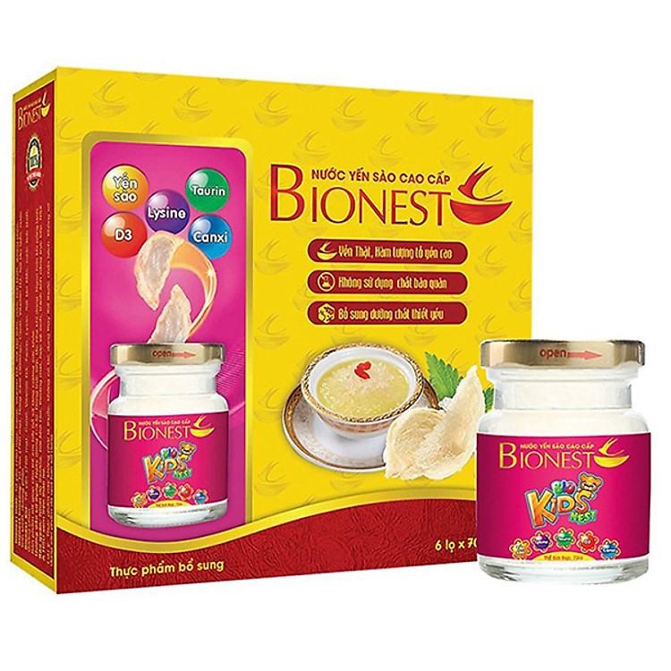 Yến Sào Cho Bé Biếng Ăn Bionest Kids - Hộp Tiết Kiệm (6 Lọ X 70ml)