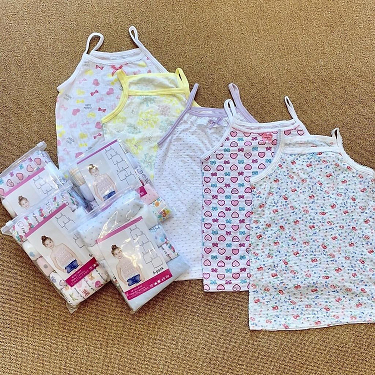 Combo 5 Áo Lót Cotton 2 Dây Họa Tiết Cambodia – Mềm Mại, Thoáng Mát Cho Bé Gái
